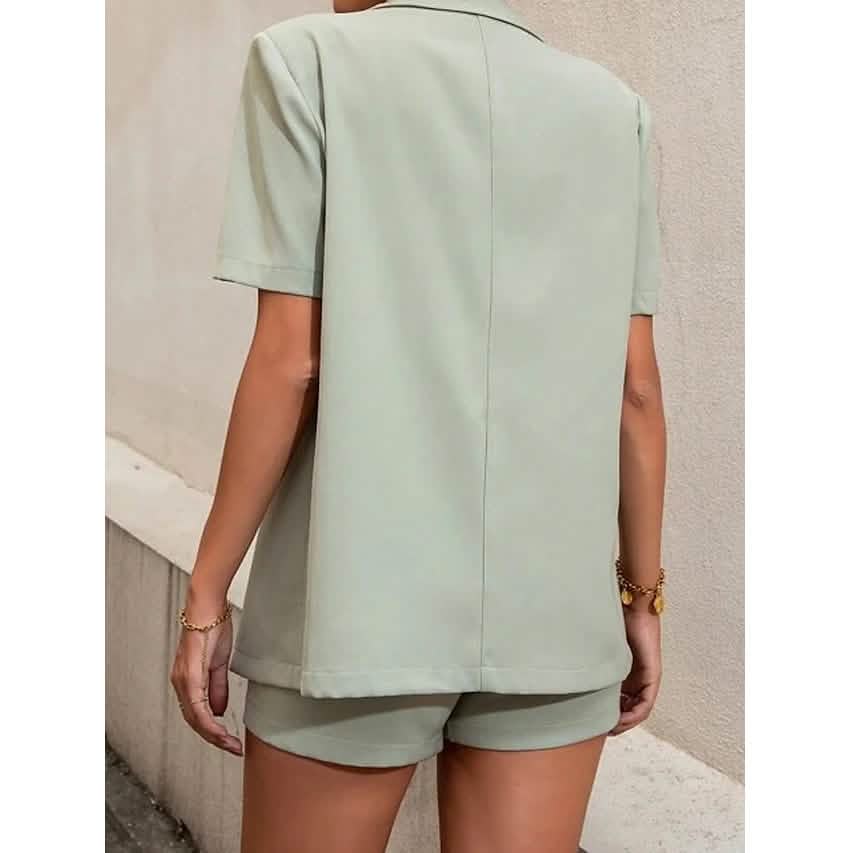 Ensemble 2 pièces : short blazer uni pour femme