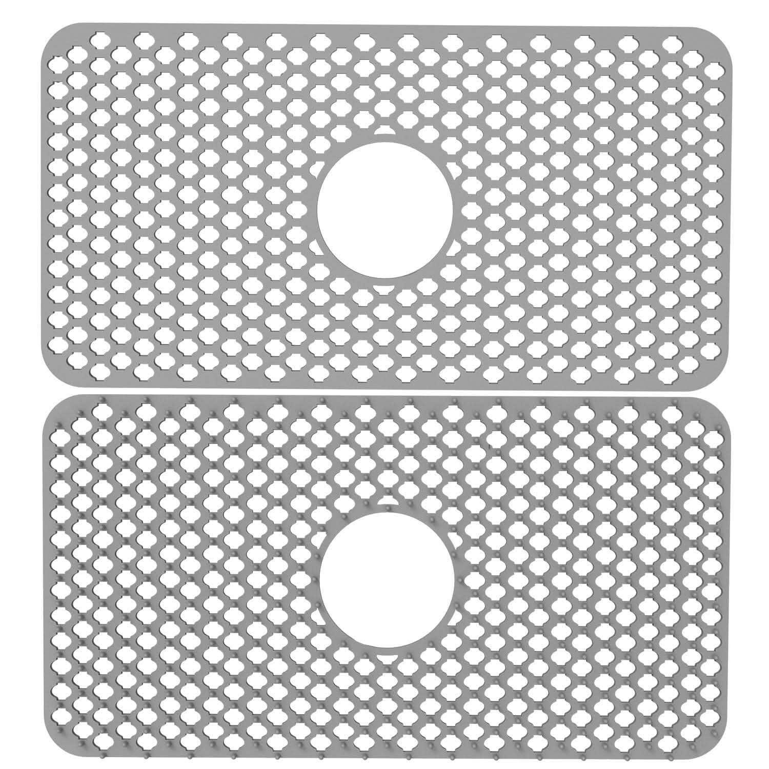 Ensemble de 2 pièces : Tapis d'évier en silicone avec trou de vidange central