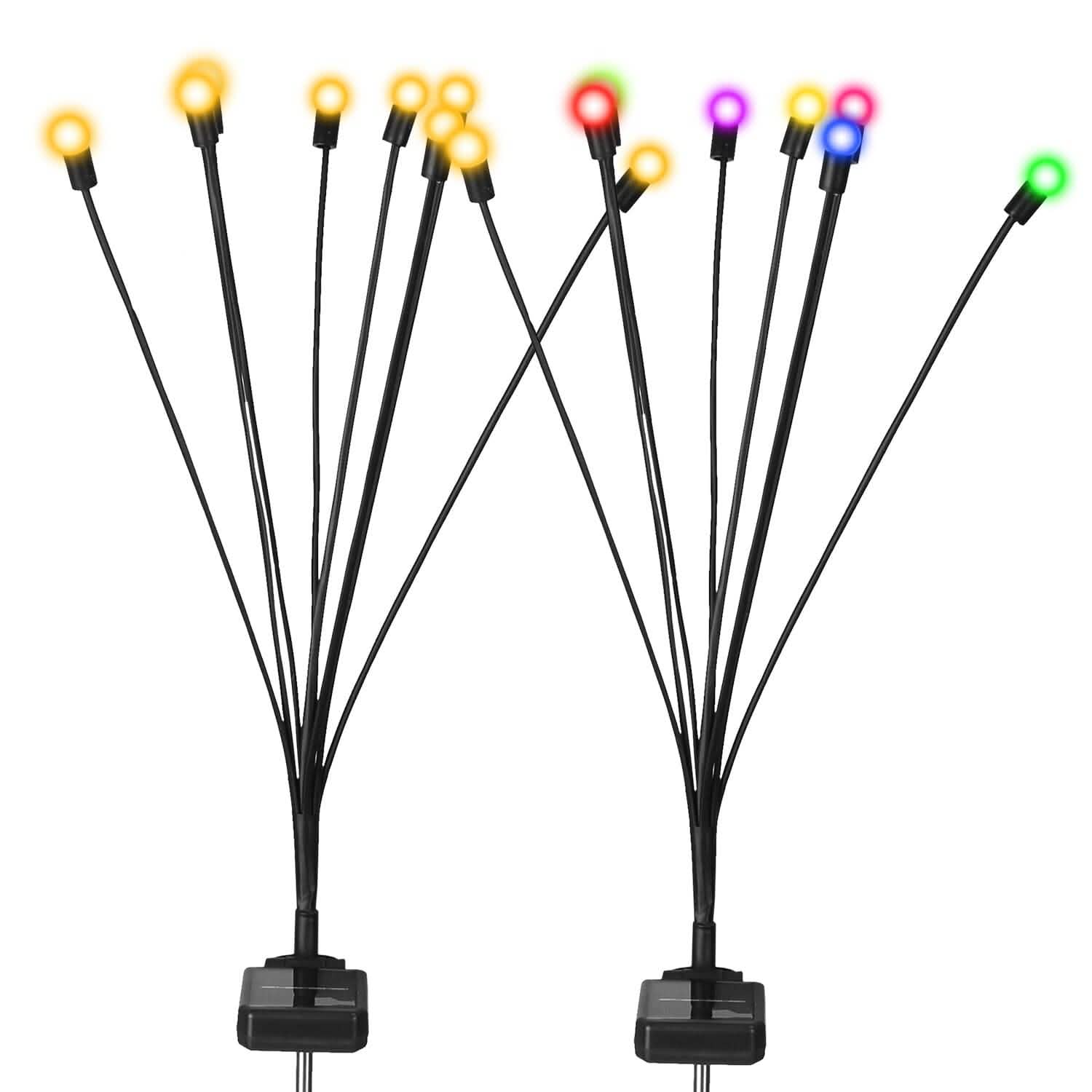 2-Piece: Solar Firefly Lights Swaying Decorative Pathway Lamp