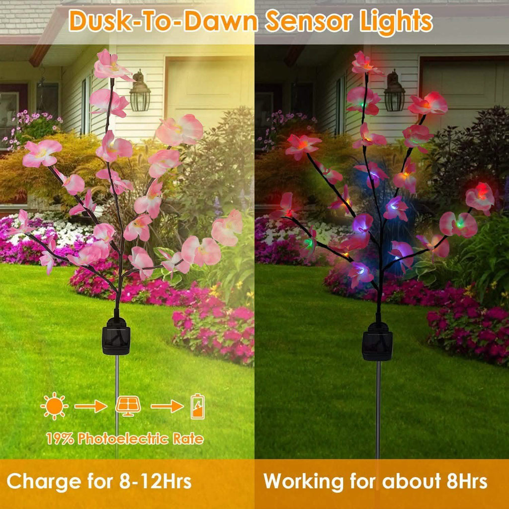 2-Piece: Solar Powered Garden Light Orchid