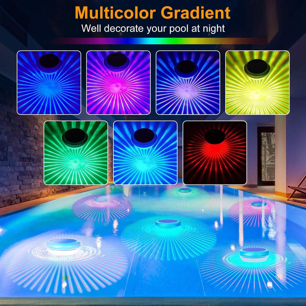 2-Piece: Solar Powered LED Pool Light Gradient Multicolor Changing