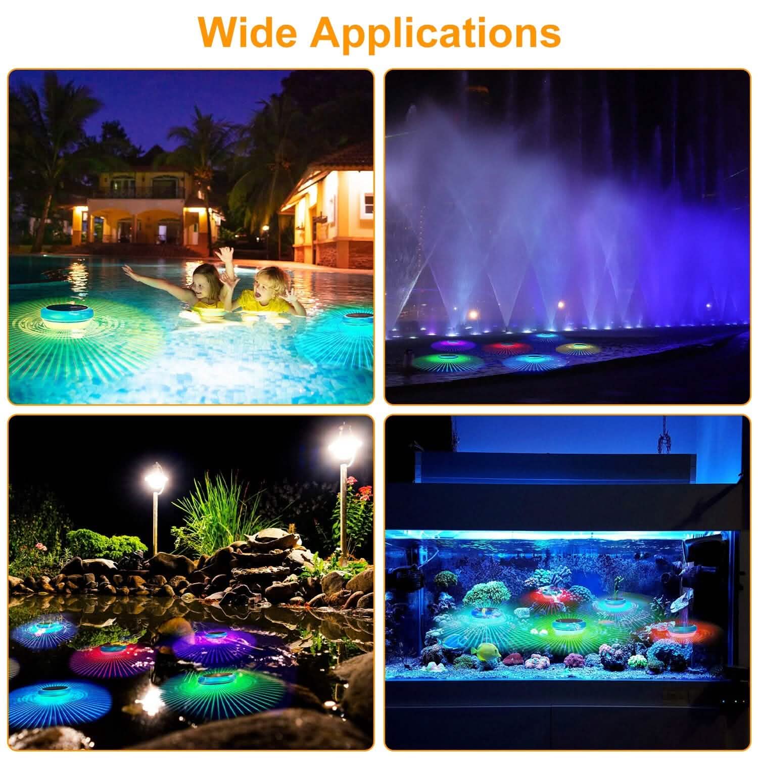 2-Piece: Solar Powered LED Pool Light Gradient Multicolor Changing