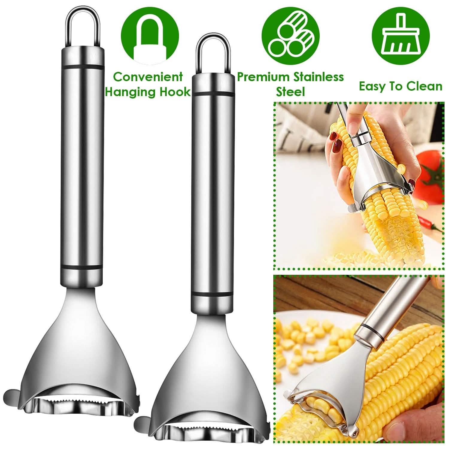2-Piece: Stainless Steel Corn Cob Peelers