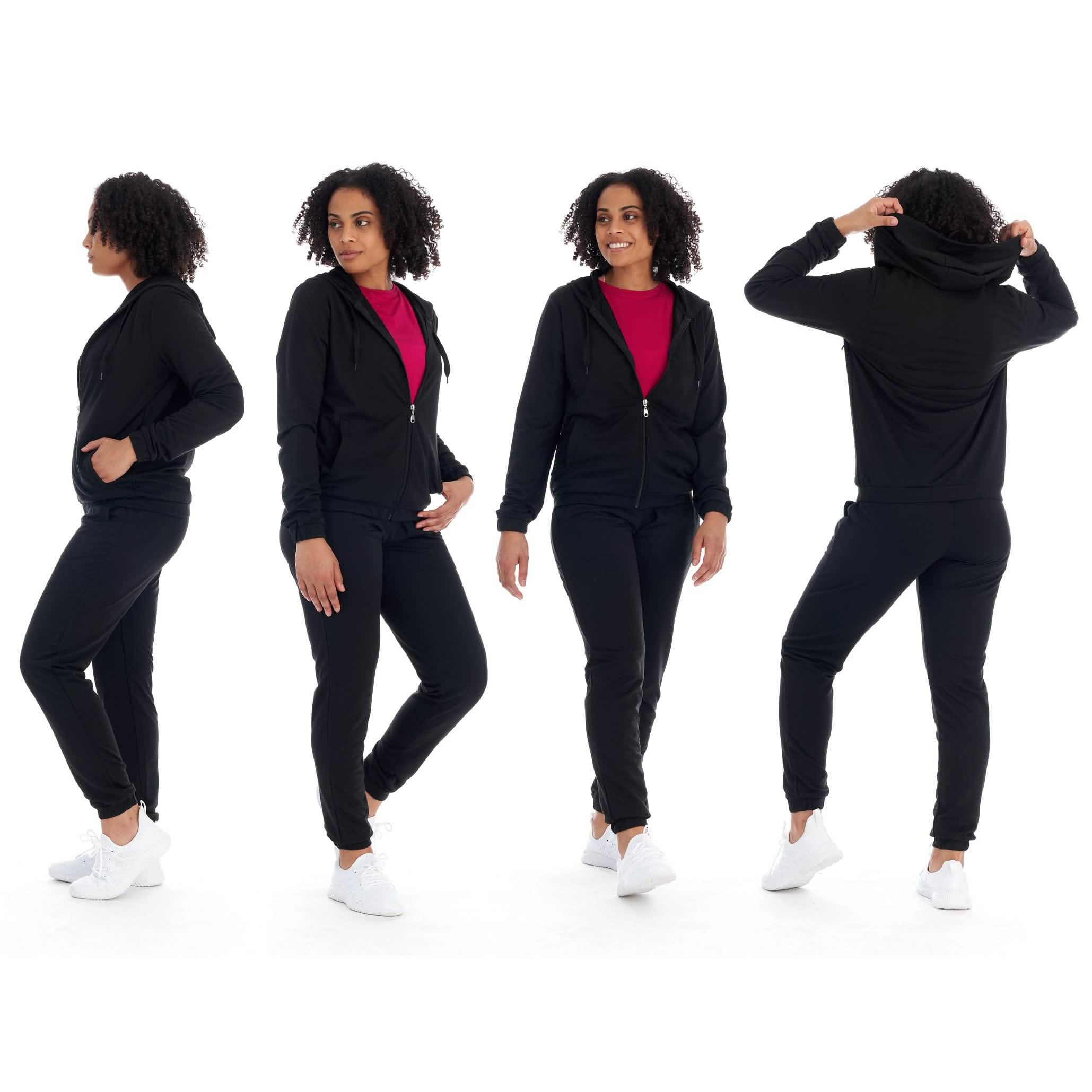 Ensemble 2 pièces : survêtement de sport en polaire pour femme avec pantalon de jogging et sweat à capuche avec poche