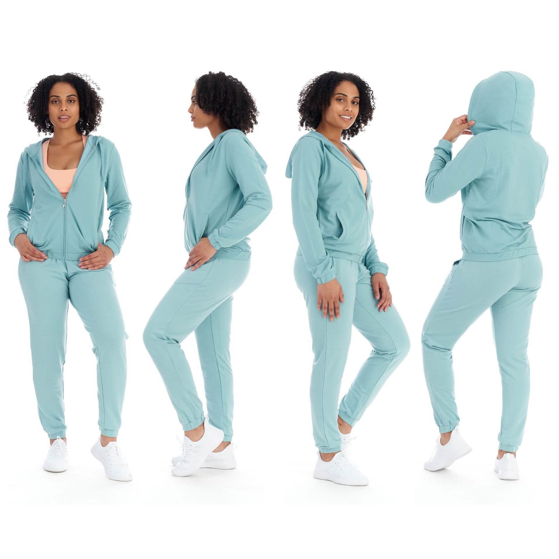 Ensemble 2 pièces : survêtement de sport en polaire pour femme avec pantalon de jogging et sweat à capuche avec poche