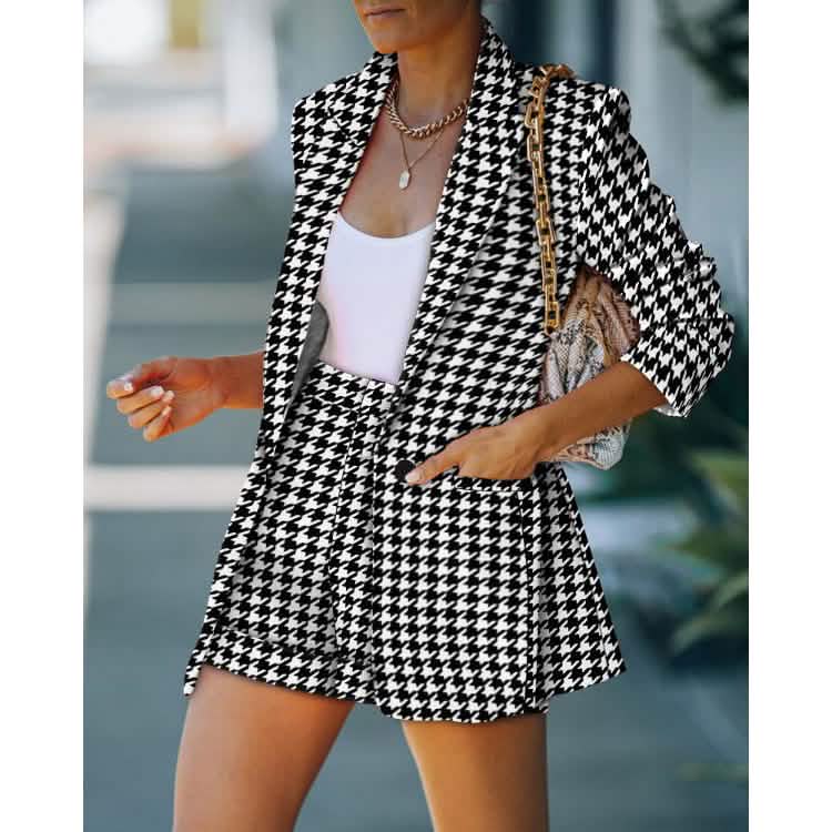 Ensemble 2 pièces : blazer basique à col chemise pour femme