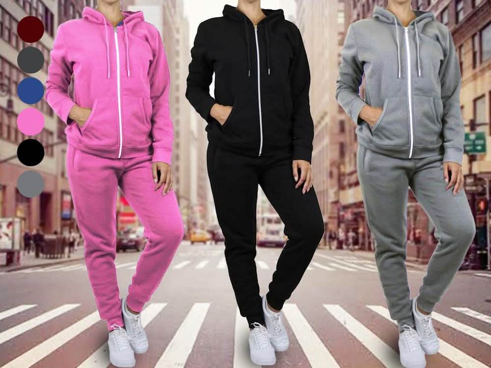 Ensemble 2 pièces : sweat à capuche et jogging molletonnés pour femme