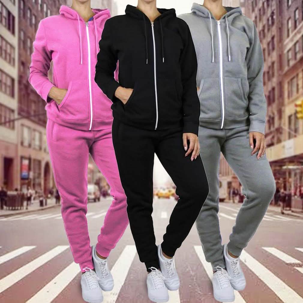 Ensemble 2 pièces : sweat à capuche et jogging molletonnés pour femme