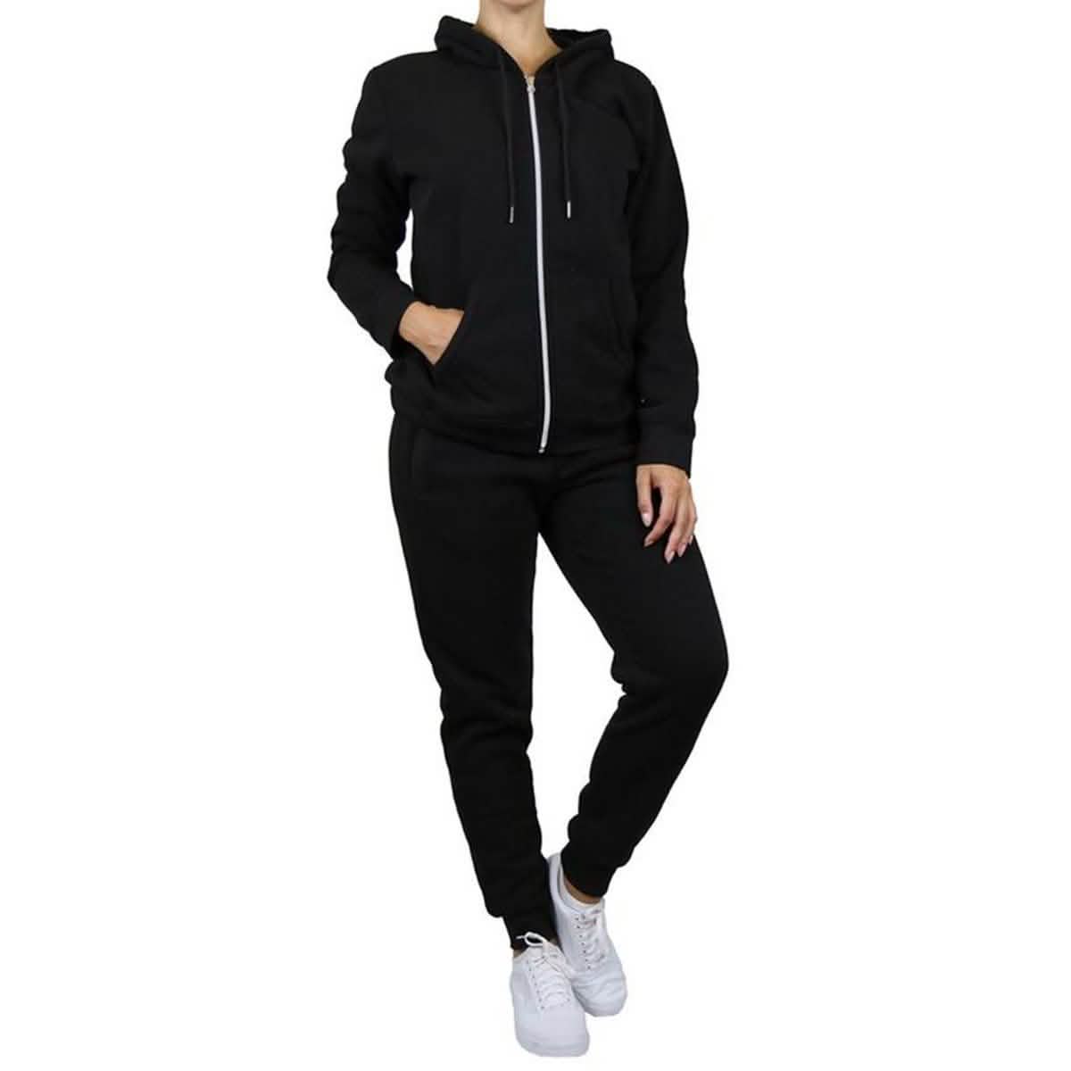 Ensemble 2 pièces : sweat à capuche et jogging molletonnés pour femme