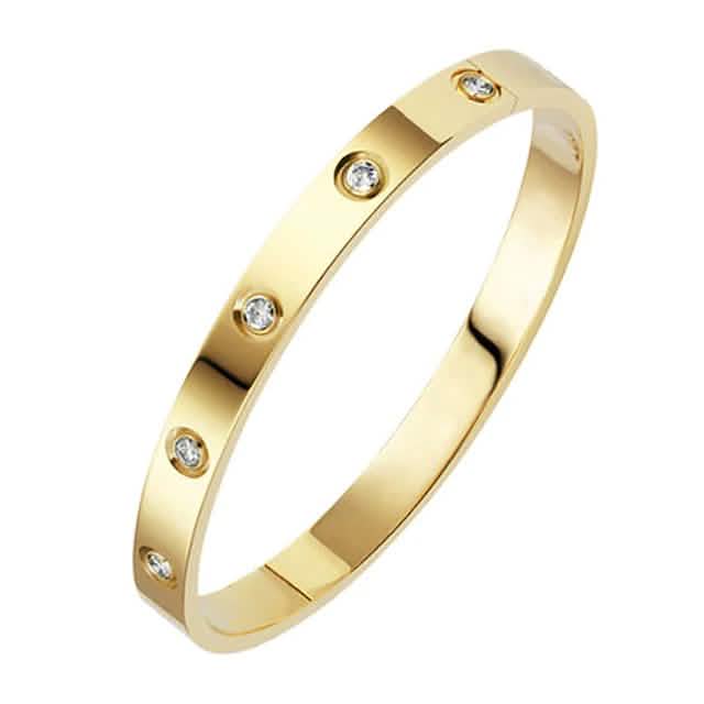 2 Pièces : Bracelet Femme en Acier Inoxydable incrusté de Zircon