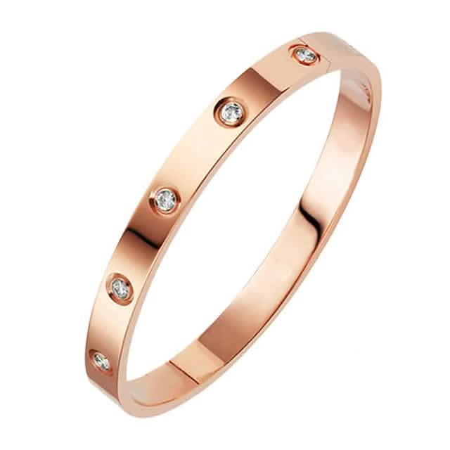2 Pièces : Bracelet Femme en Acier Inoxydable incrusté de Zircon