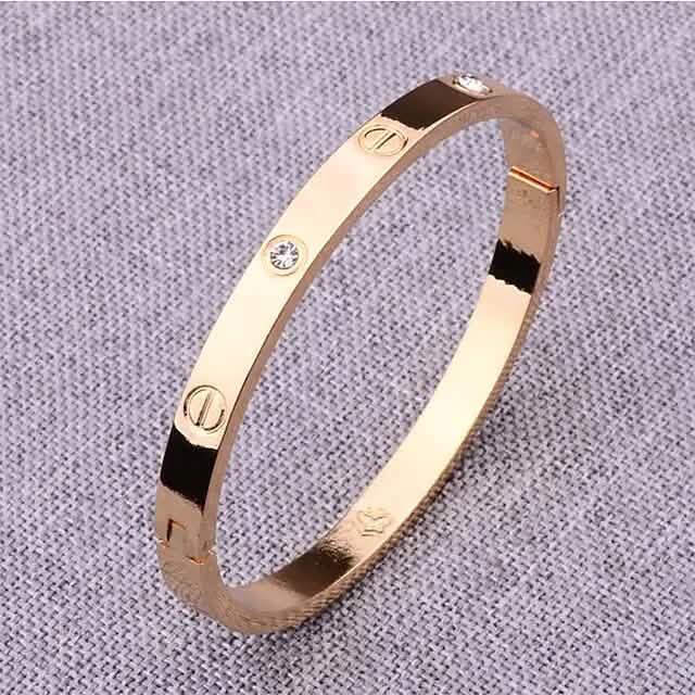 2 Pièces : Bracelet Femme en Acier Inoxydable incrusté de Zircon