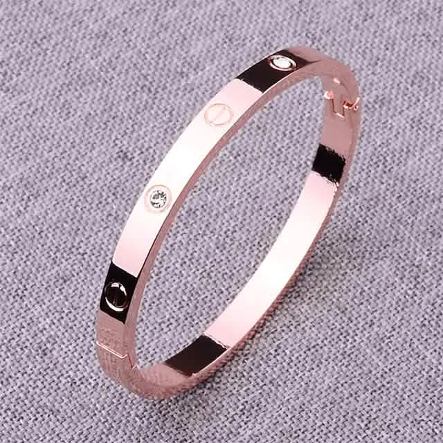 2 Pièces : Bracelet Femme en Acier Inoxydable incrusté de Zircon