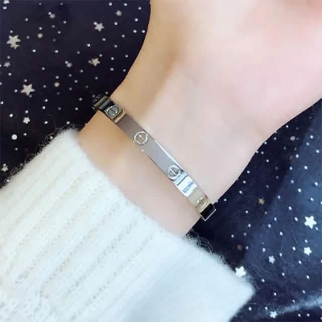 2 Pièces : Bracelet Femme en Acier Inoxydable incrusté de Zircon