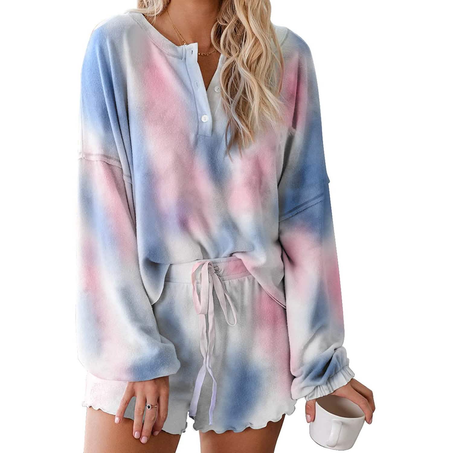 Ensemble 2 pièces : survêtement imprimé tie-dye pour femme