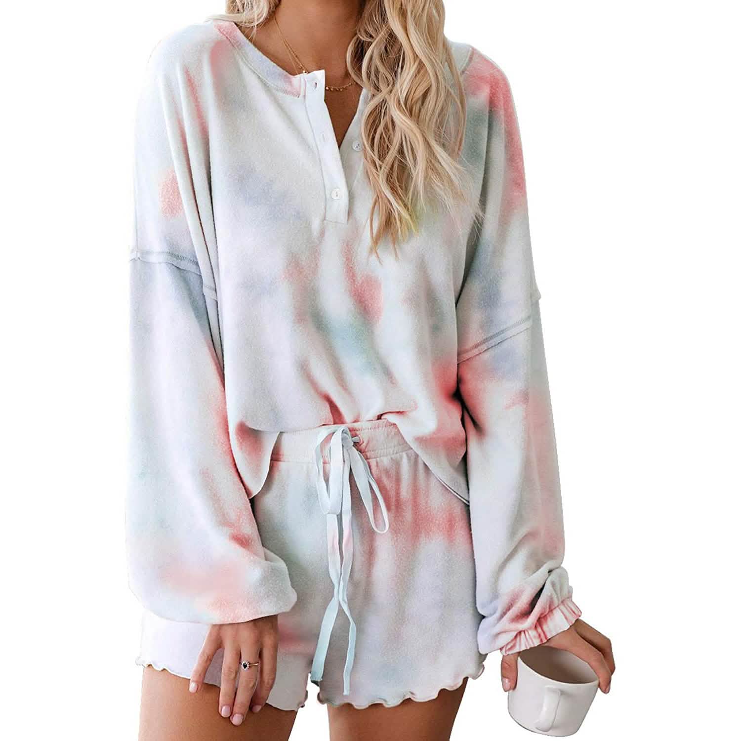 Ensemble 2 pièces : survêtement imprimé tie-dye pour femme