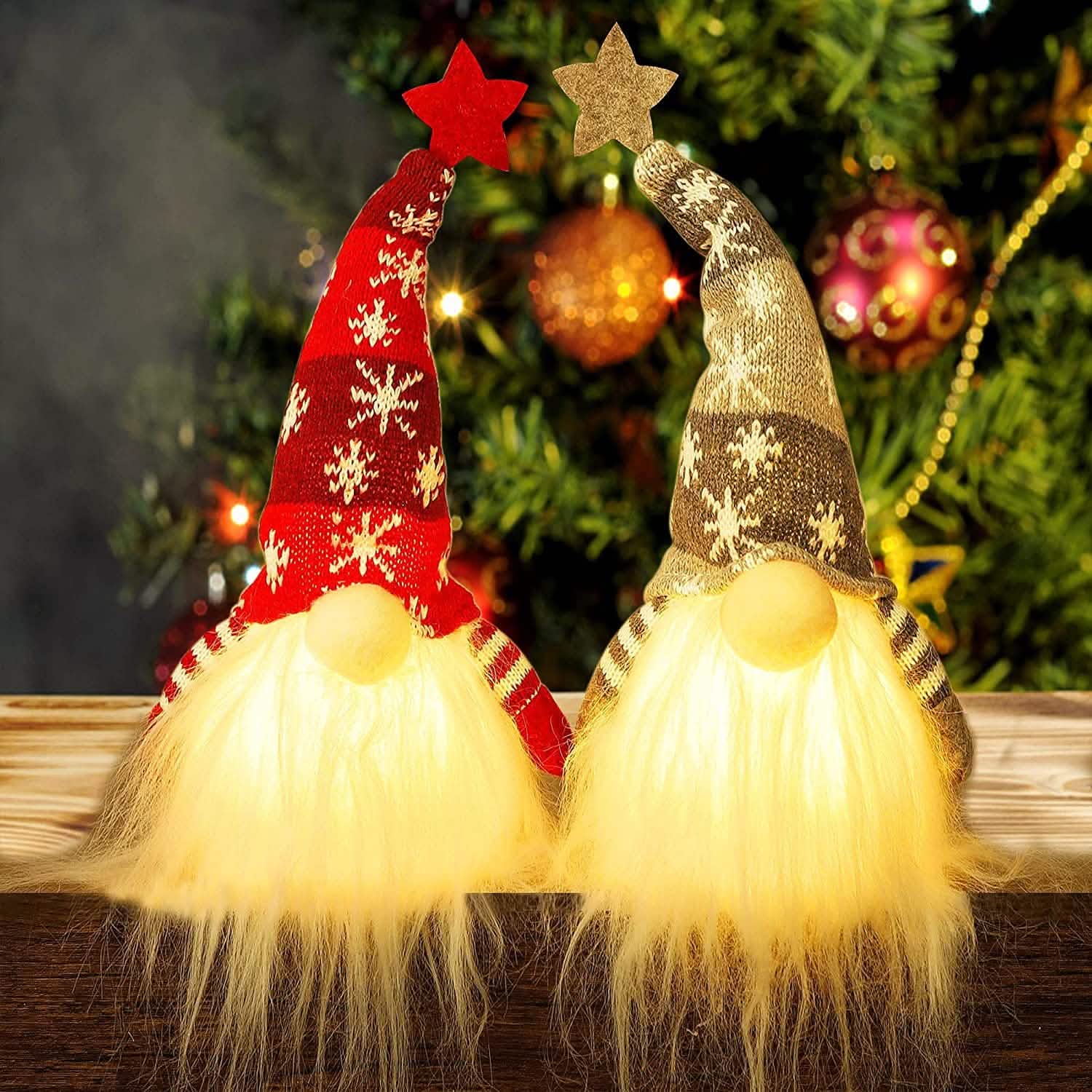 Lot de 2 : Père Noël gnome lumineux de 28 cm