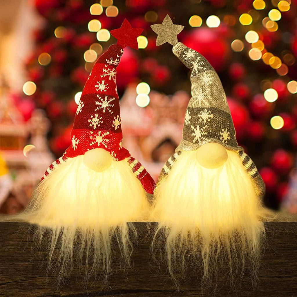 Lot de 2 : Père Noël gnome lumineux de 28 cm