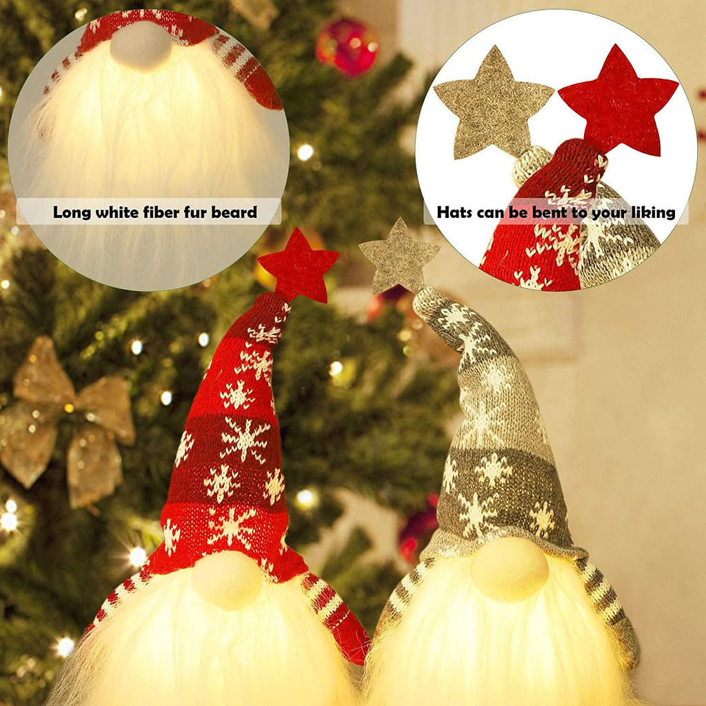 Lot de 2 : Père Noël gnome lumineux de 28 cm