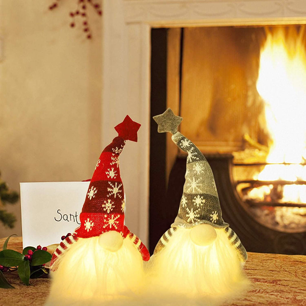 Lot de 2 : Père Noël gnome lumineux de 28 cm