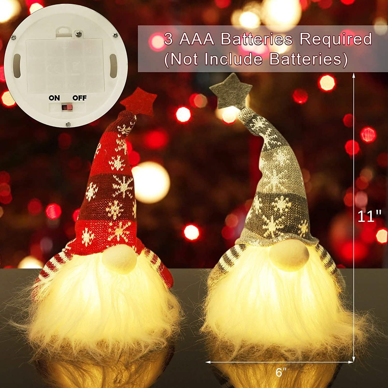 Lot de 2 : Père Noël gnome lumineux de 28 cm
