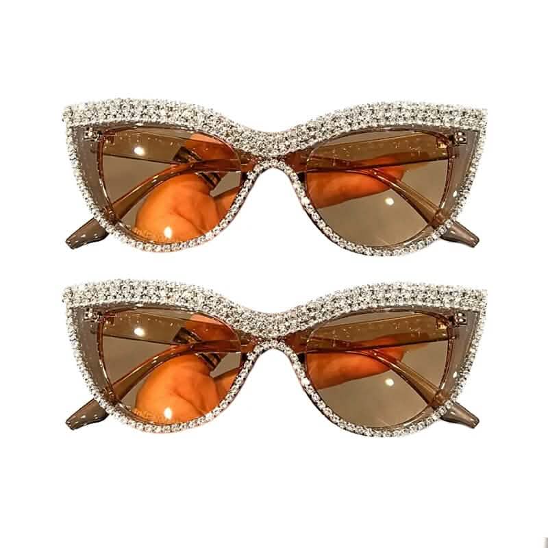 2 pièces : Lunettes de soleil œil de chat Bling en strass