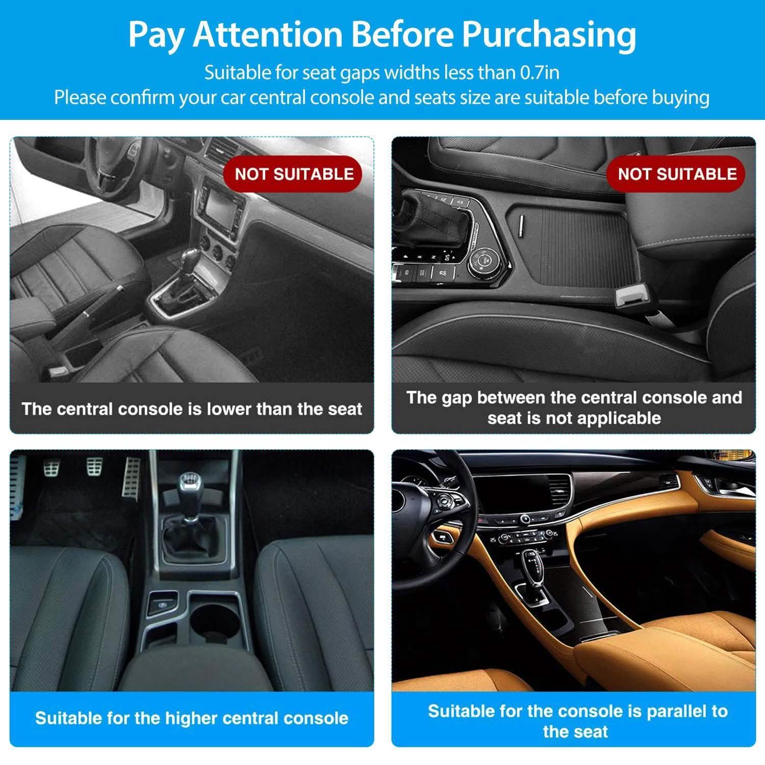 2-Pieces: Car Console Side Organizer
