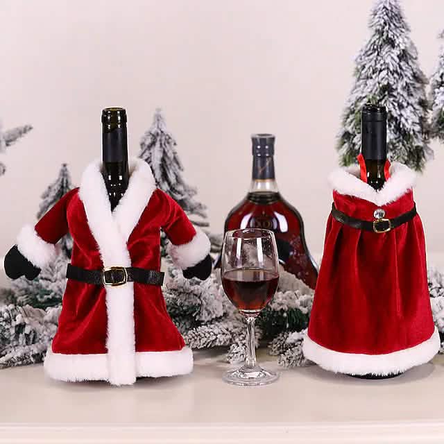 2個セット：クリスマスワインボトルカバーメリークリスマスデコレーション