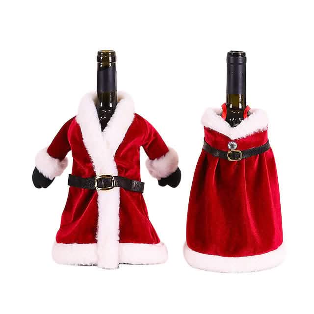 2個セット：クリスマスワインボトルカバーメリークリスマスデコレーション
