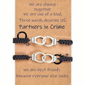 2 pièces : Bracelets d'amitié classiques et vintage avec breloques menottes