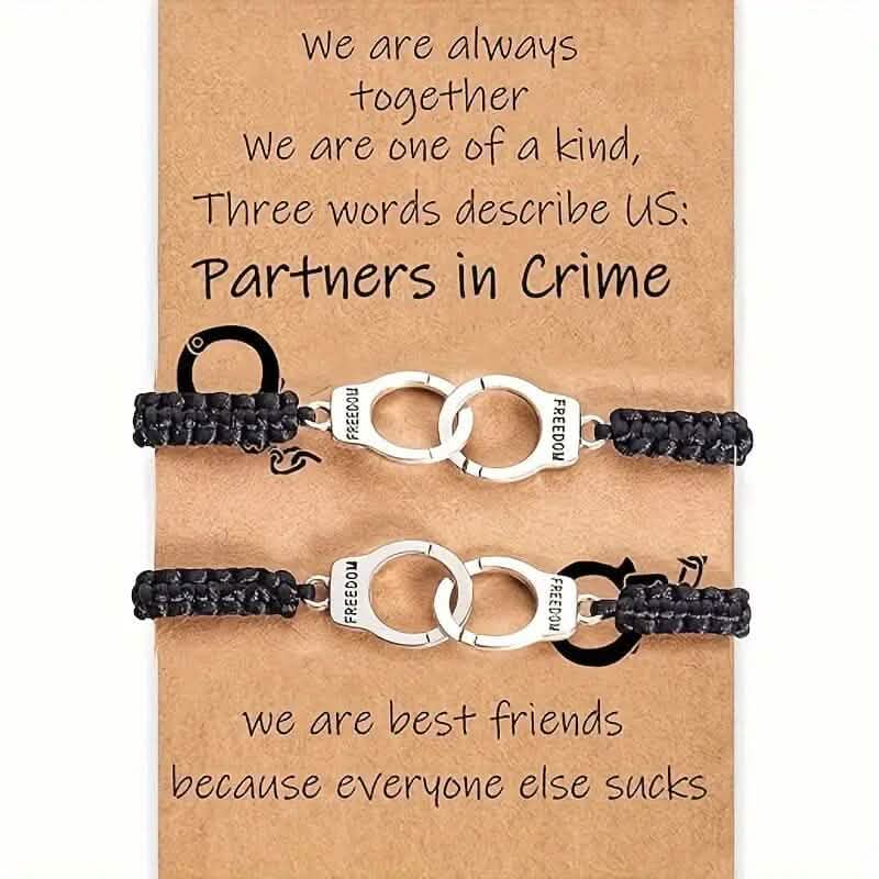 2 pièces : Bracelets d'amitié classiques et vintage avec breloques menottes