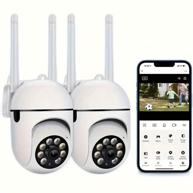 2点セット：コンパクト ワイヤレス IPセキュリティカメラ アプリ操作対応