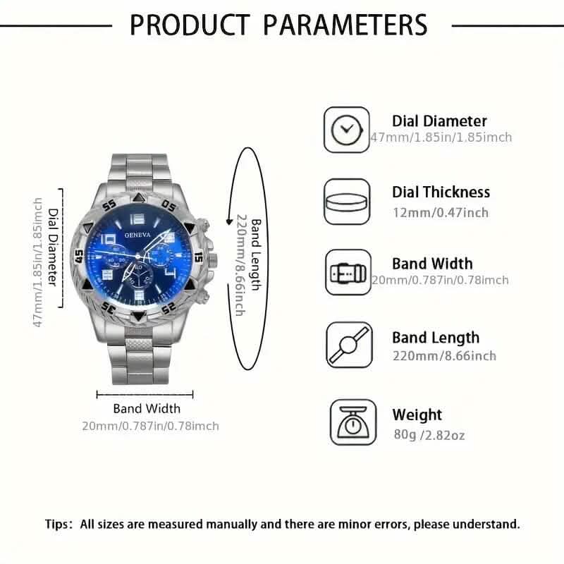2 pièces : Montre-bracelet à quartz haut de gamme pour homme