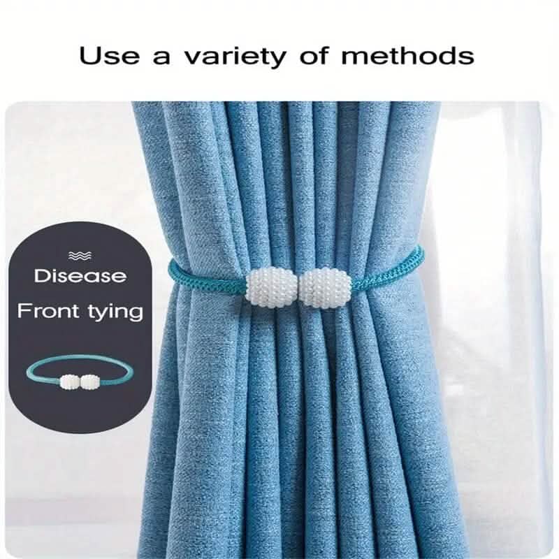 2-Pieces: Magnetic Curtain Tiebacks with Faux Pearls