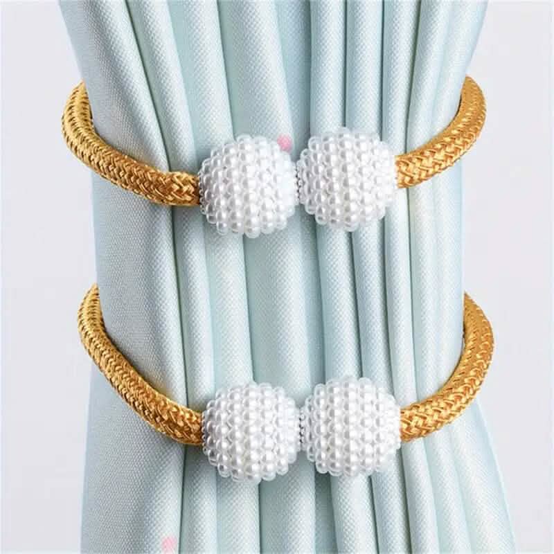 Lot de 2 : Embrasses magnétiques avec perles artificielles