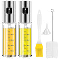 2-Pieces: Oil Dispenser Mister Refillable Stainless Steel Glass Vinegar with Measurement Oil Control Diet