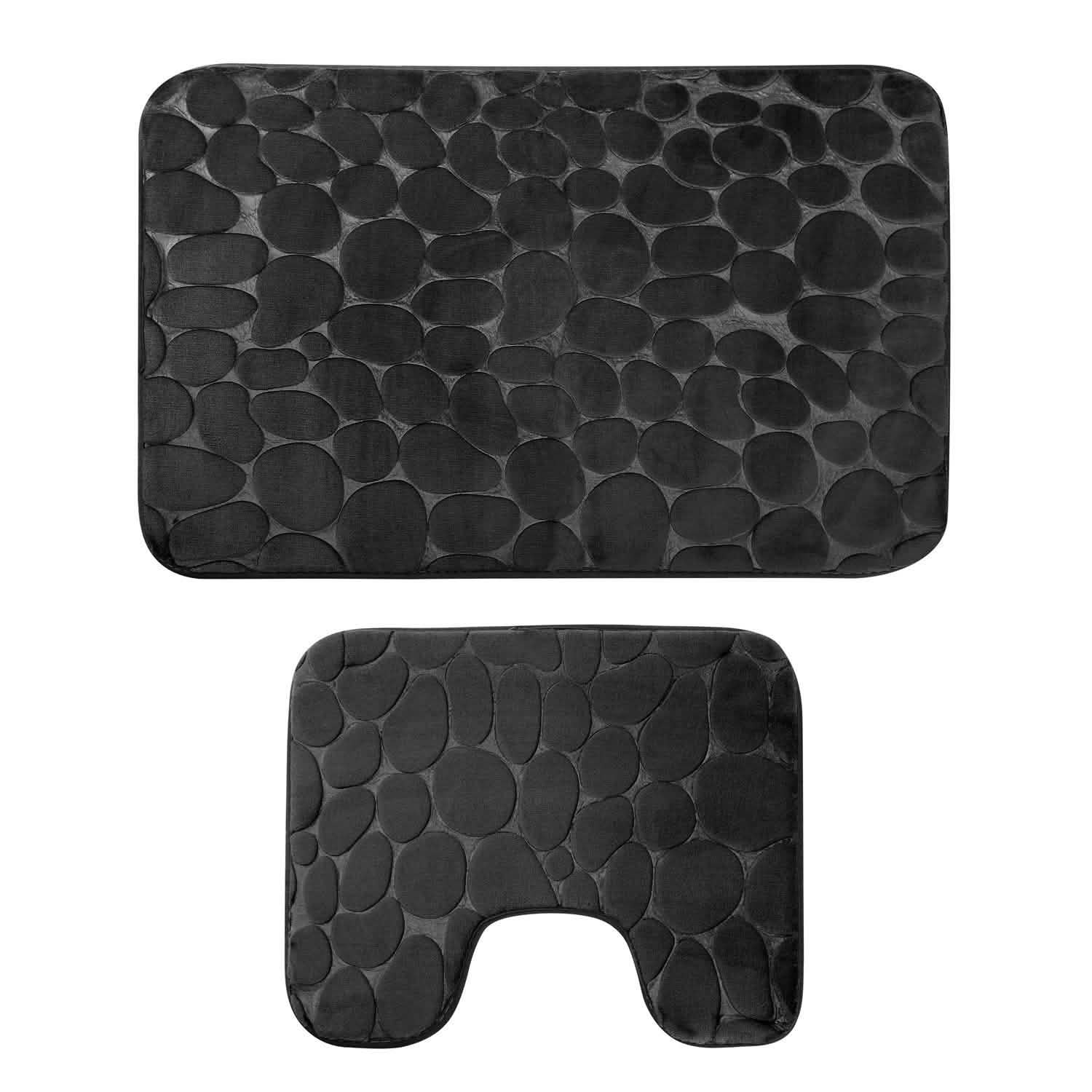 Ensemble 2 pièces : Tapis de bain de luxe en flanelle antidérapants
