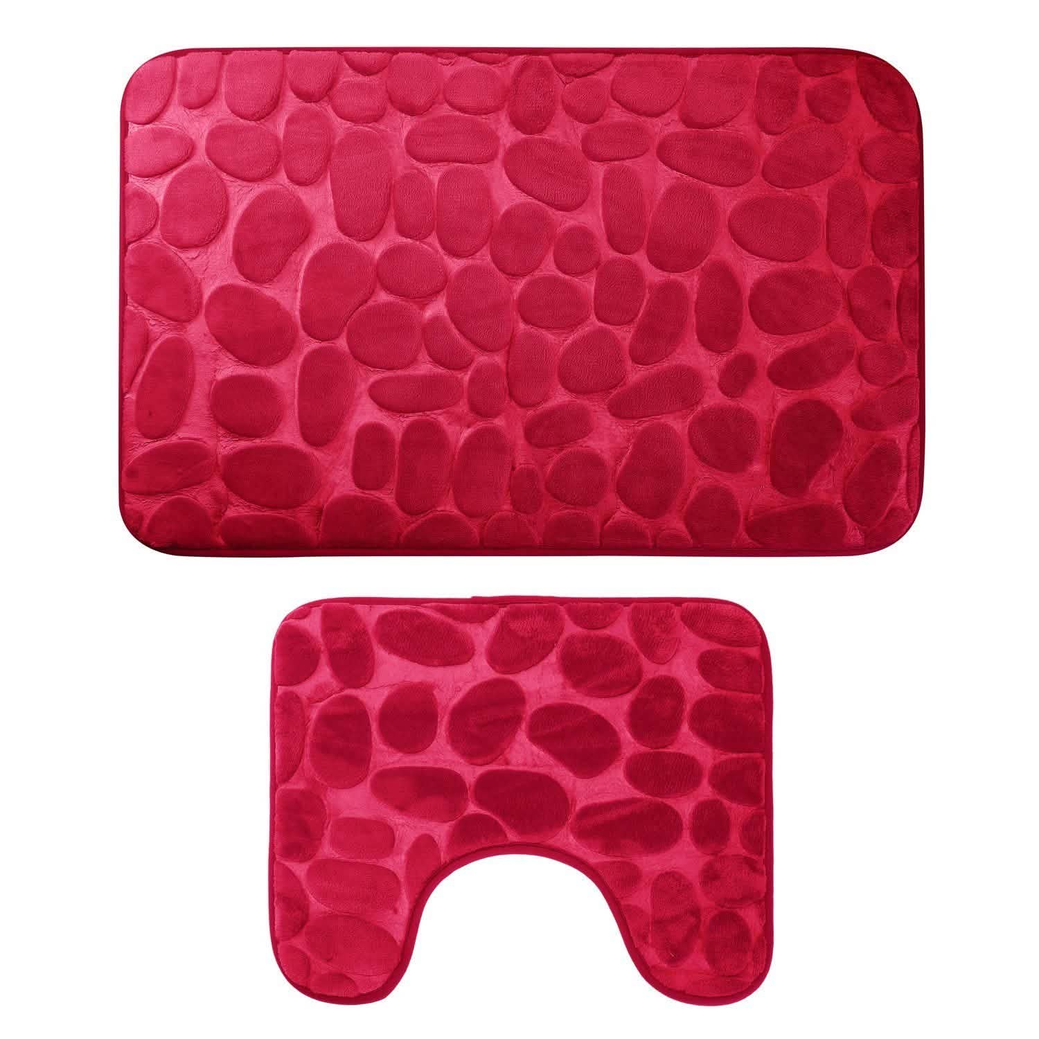 Ensemble 2 pièces : Tapis de bain de luxe en flanelle antidérapants