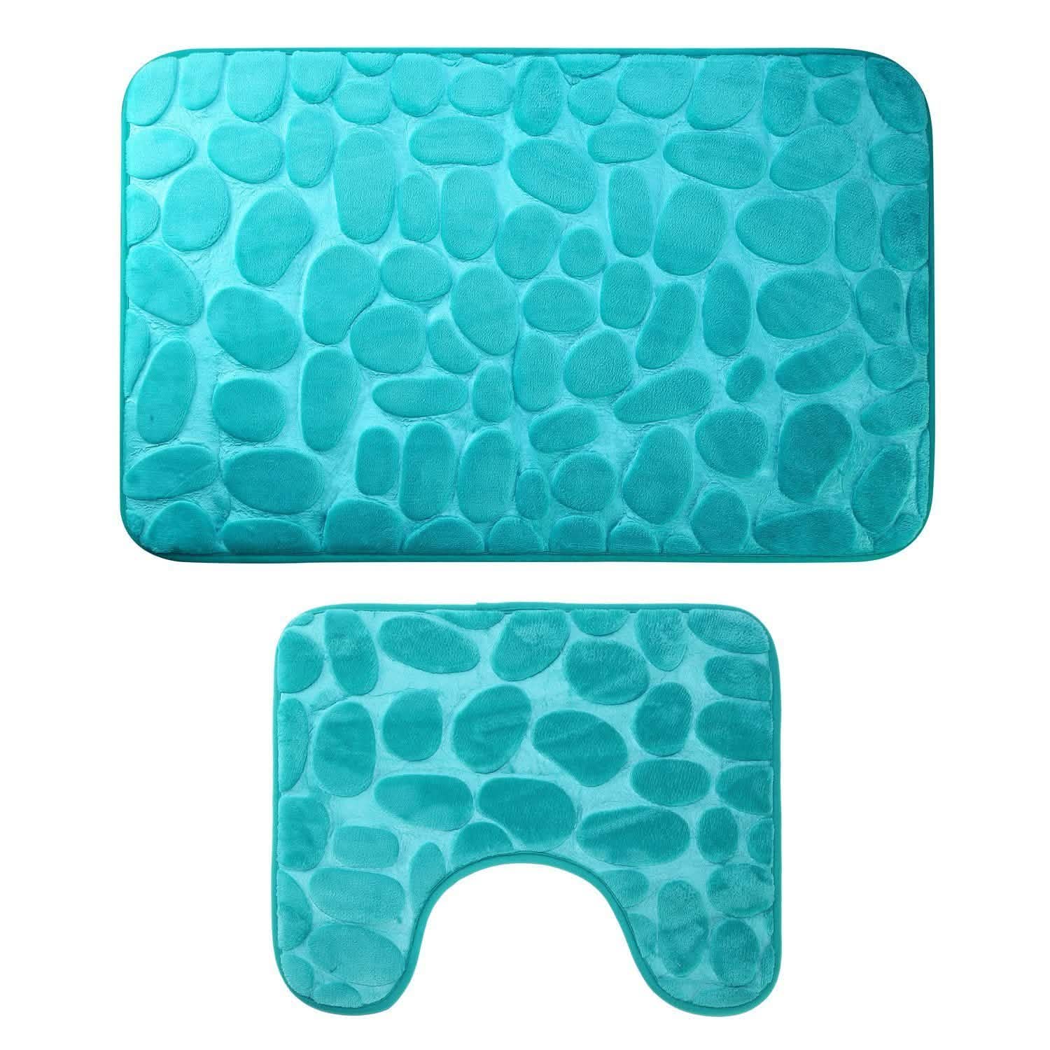 Ensemble 2 pièces : Tapis de bain de luxe en flanelle antidérapants