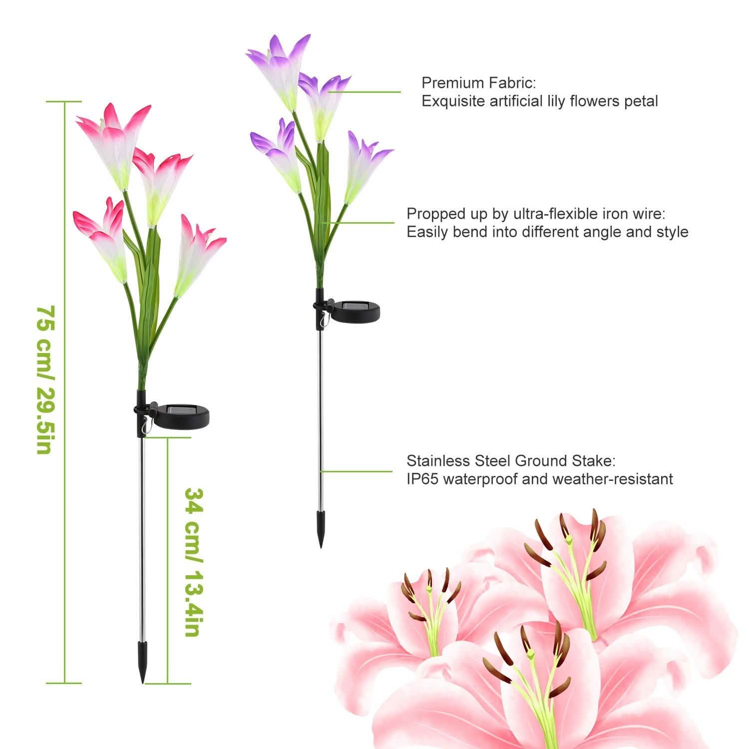 2 pièces : Lampes Solaires de Jardin Extérieures