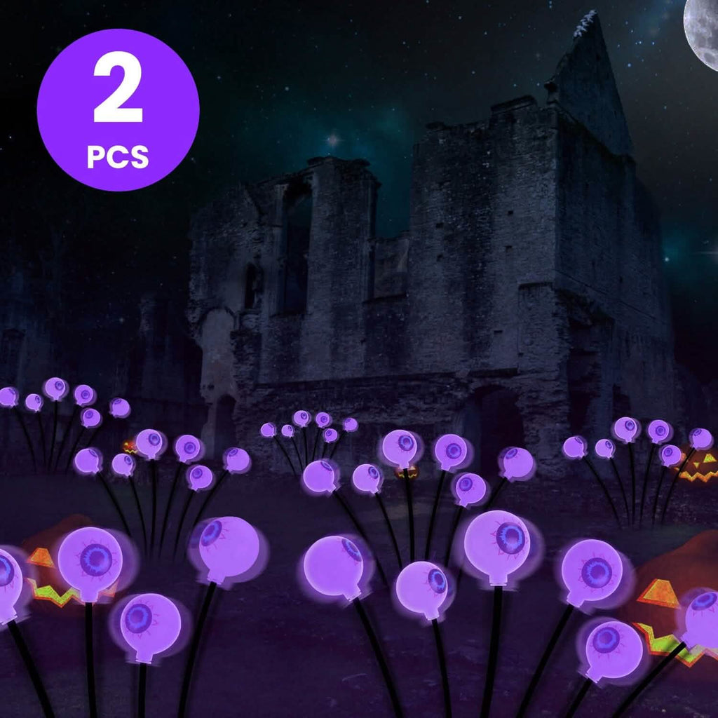 2-Pieces: Solar Scary Eyeball Lights Halloween Decoration Swaying Light