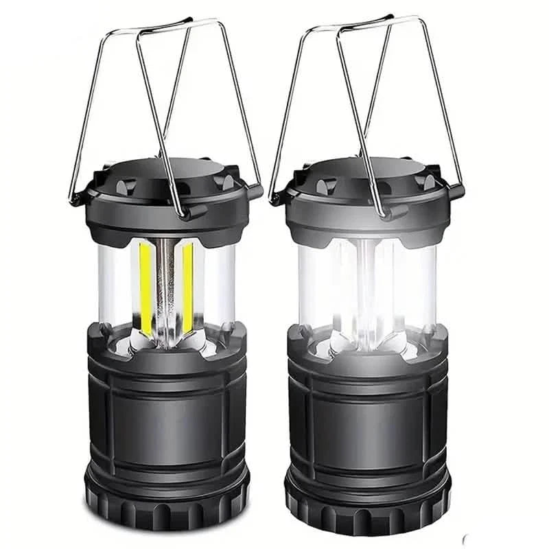 2-Pieces: Super Bright LED Camping Lantern - Portable and Collapsible Emergency Flashlight with Battery Power
