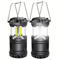 2-Pieces: Super Bright LED Camping Lantern - Portable and Collapsible Emergency Flashlight with Battery Power