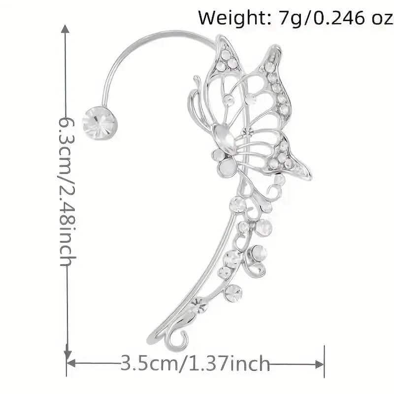 Lot de 2 : Boucles d'oreilles grimpantes en forme de papillon creux, style hip-hop, tendance et minimaliste