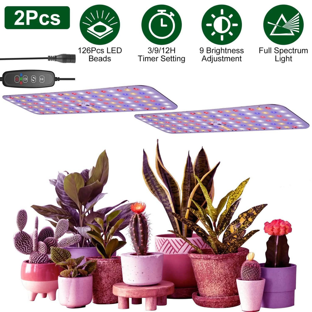2個セット：超薄型LED植物育成ライト 126LED搭載 室内植物用