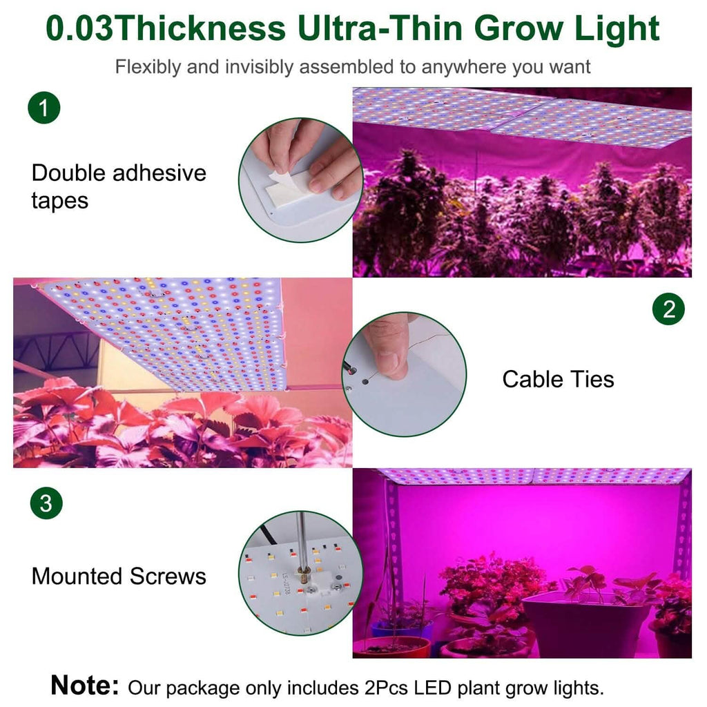 2個セット：超薄型LED植物育成ライト 126LED搭載 室内植物用