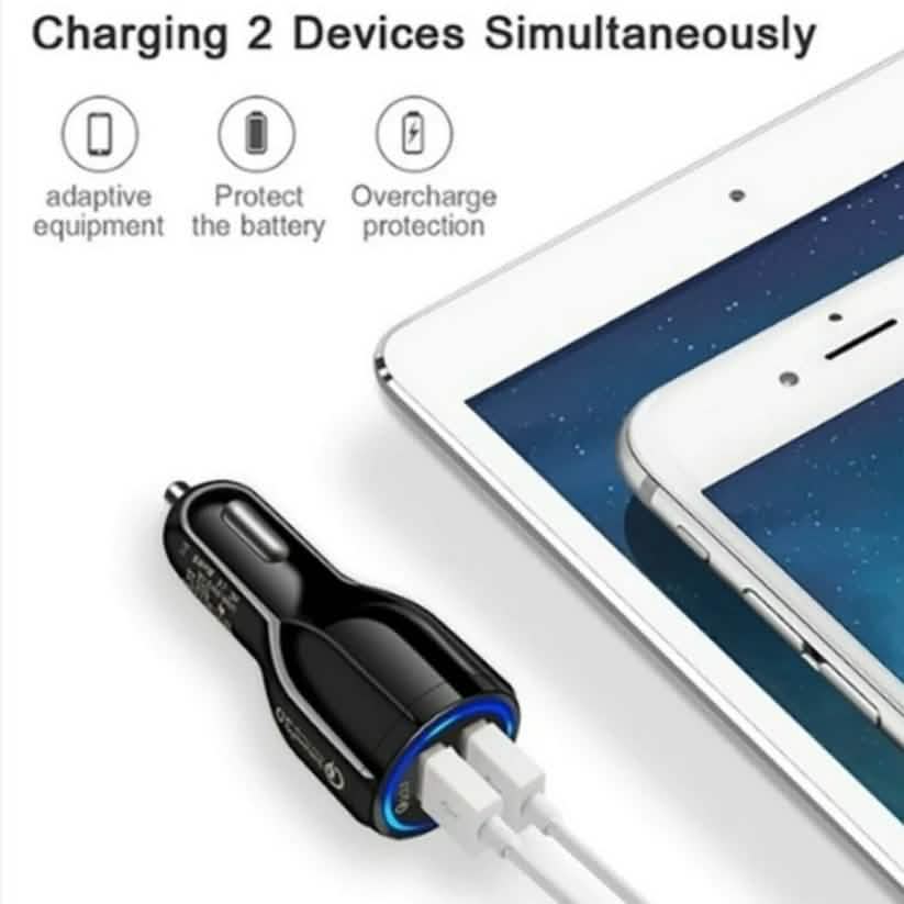 2-Port USB Fast Car Charger Adapter