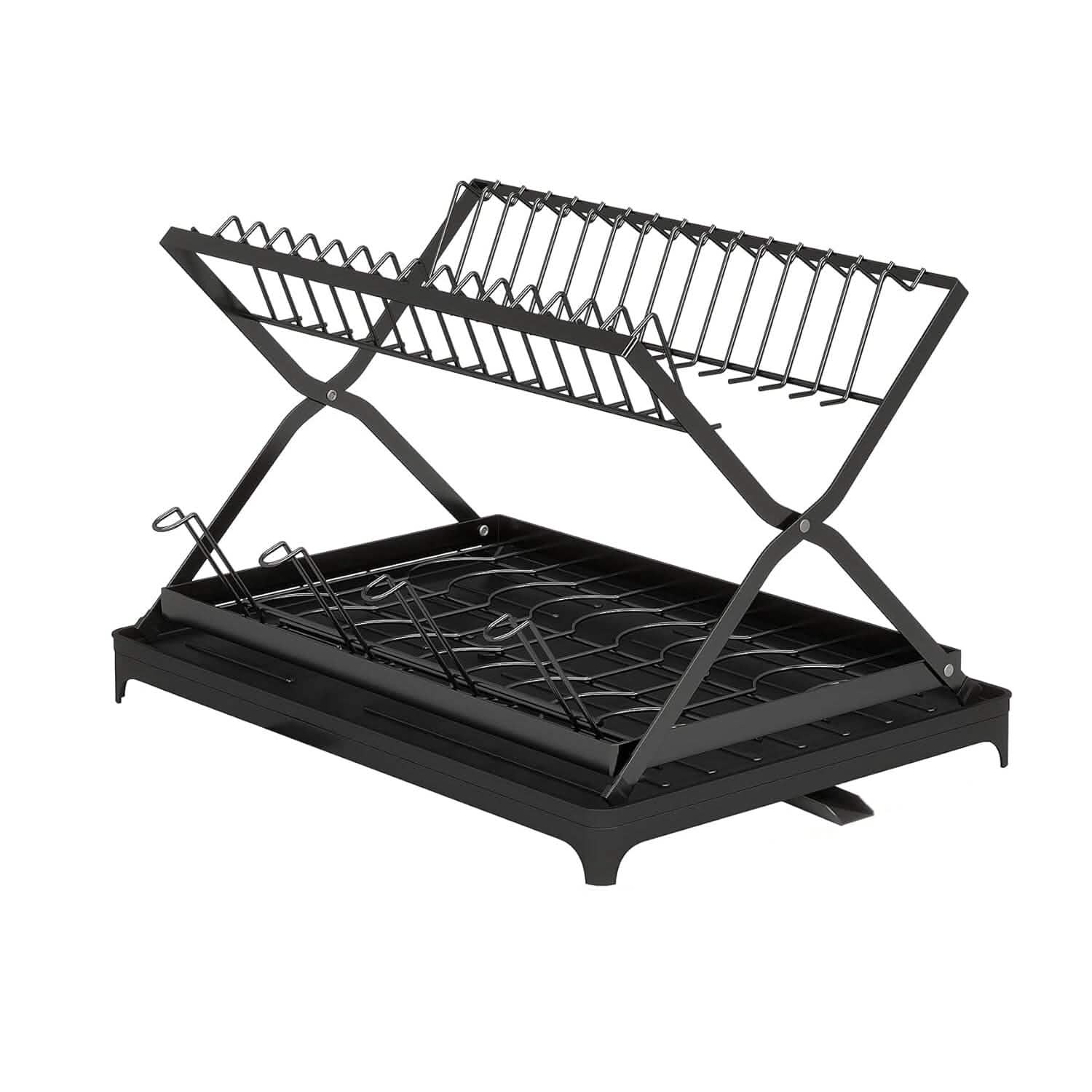 2-Tier Dish Drying Rack with Cup Holder and Drainboard