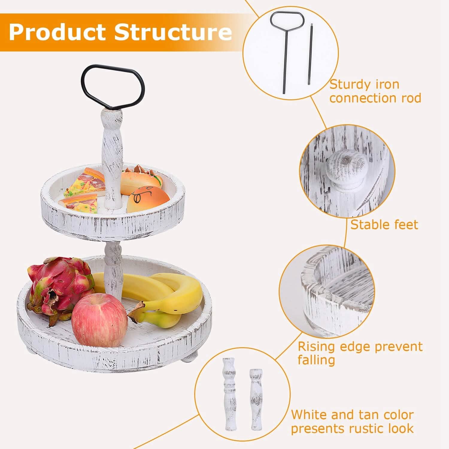2-Tier Serving Tray Round Farmhouse Kitchen