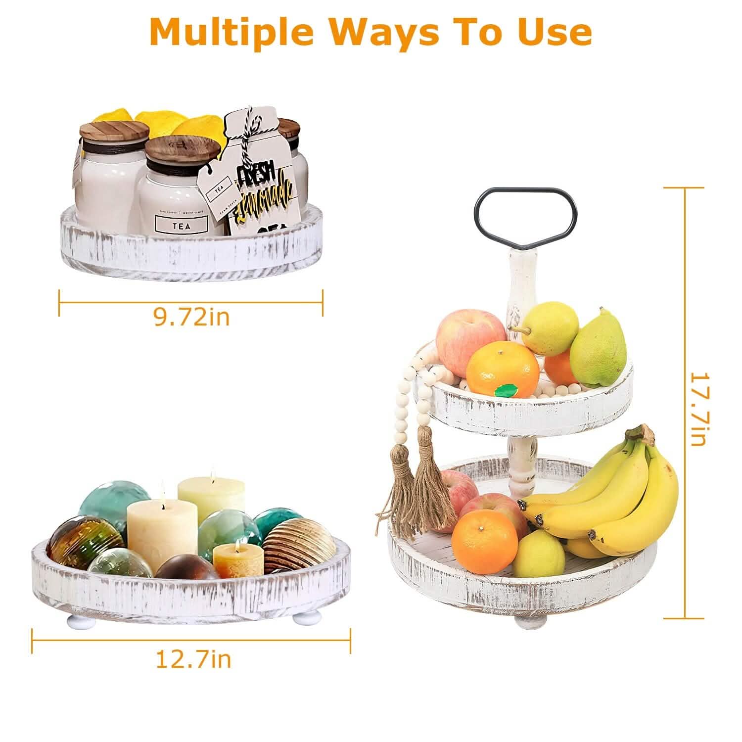 2-Tier Serving Tray Round Farmhouse Kitchen